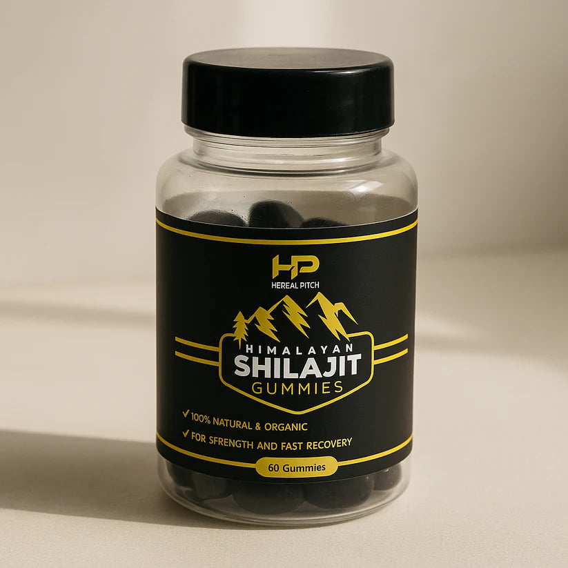 Herbal Pitch Shilajit Gummies – 60 Gummies | 100% Natural Himalayan Shilajit | Boost Energy, Recovery & Performance | Dietary Supplement